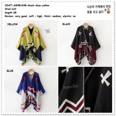 AB451348 Baju Outer Cape Cardigan Rajut Wanita Korea Import Tunik