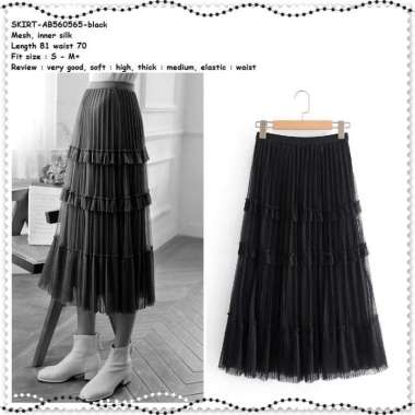 AB560565 Rok Midi Skirt Tutu Pesta Wanita Dewasa Korea Import Hitam