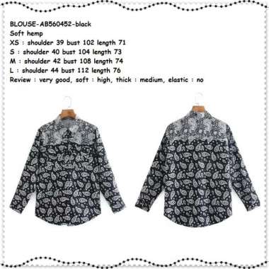 AB560452 Baju Atasan Kerja Kemeja Batik Wanita Blouse Korea Import
