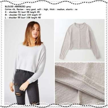 AB858282 Baju Atasan Rajut Wanita Sweater Crop Blouse Korea Import