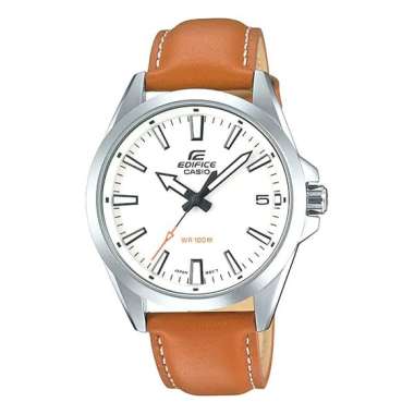 CASIO Edifice Genuine Leather Strap 42 mm Original EFV-140 Jam Tangan Pria Brown White
