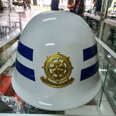 Helm Panji POL PP Lis Putih dua | Helm Panji Upacara POL PP