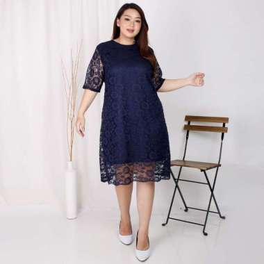 SHIYAN Dress Wanita Kekinian Brukat Korea Bigsize Dress Big Size Brukat Jumbo Dres Brokat XXL XXXL D