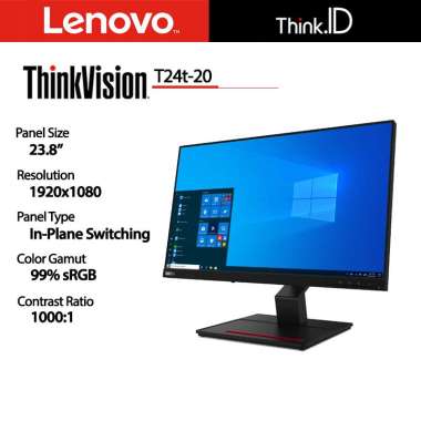 Monitor Lenovo ThinkVision T24t-20 23.8"IPS 1920x1080 FHD Touch 99% sRGB 62C5GAR1ID