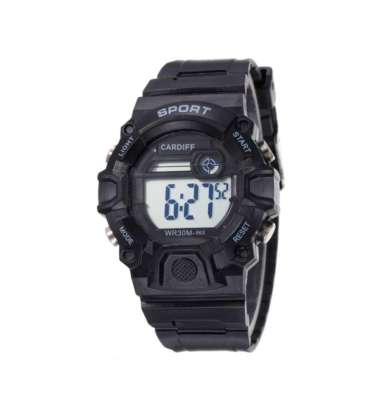 CARDIFF LCD 8663 Jam Tangan Sport Wanita Water Resist HITAM