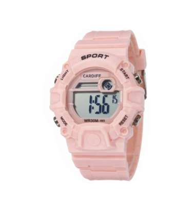CARDIFF LCD 8663 Jam Tangan Sport Wanita Water Resist PEACH
