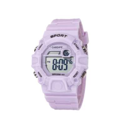 CARDIFF LCD 8663 Jam Tangan Sport Wanita Water Resist UNGU