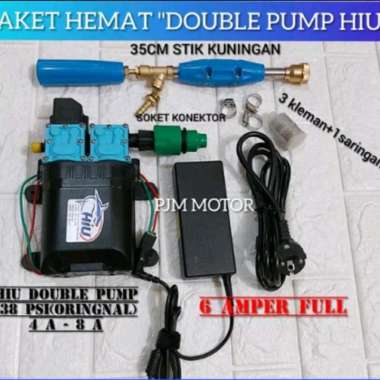 HIU DOUBLE PUMP PAKET LENGKAP TANPA SELANG ALAT CUCI MOTOR AC STEAM DC