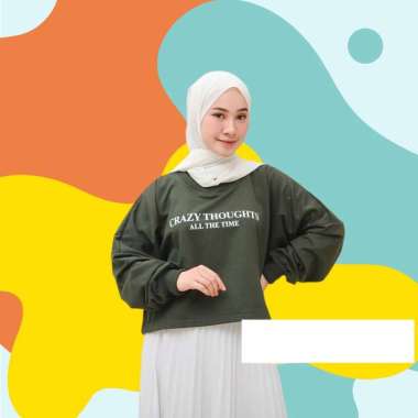 Sweater Wanita Crop Crazy Thought | Sweater Crop | Sweater Crop Oversize
