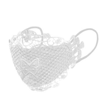Masker Kain Brukat Lace Fashionable Wanita Dewasa Pesta Kondangan Putih