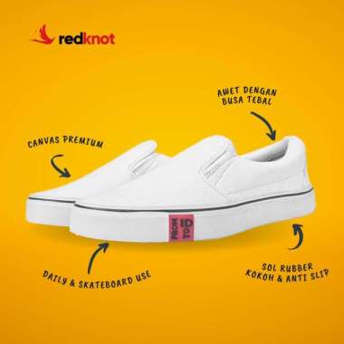 Redknot Triple Hitam Sepatu Slip On Pria Murah 43 Putih