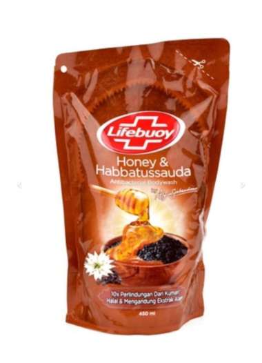 REFILL SABUN MANDI CAIR LIFEBUOY HONEY & HABBATUSSAUDA 450 ML