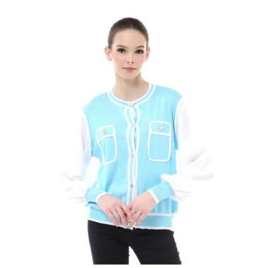 Hamlin Reine Outerwear Wanita Jaket Stylish Korean Style Material Rajut ORIGINAL - Blue Blue