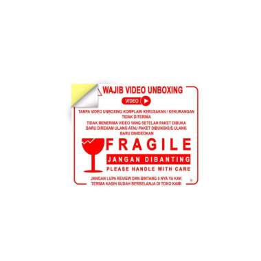 Sticker Video Unboxing Fragile Pecah Belah stiker unboxing B1W