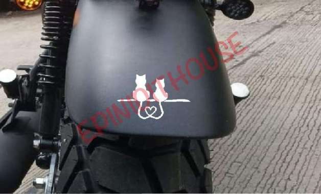 Stiker Kucing Cat Love Lucu Cutting Sticker Motor Mobil Laptop Kaca Putih