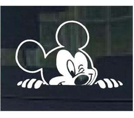 Stiker Mobil Mickey Intip Tempel di Kaca Belakang Car Decal Sticker Hitam