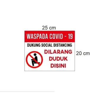 Stiker Sign Dilarang Duduk Himbauan Jaga Jarak Keep Social Distancing