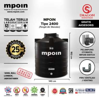 TOREN / TANDON / TANGKI AIR MPOIN PLUS 2400 / MPOIN WAVE 2400 HITAM