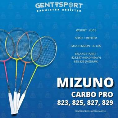 Mizuno Carbo Pro 823 825 827 829 Raket Badminton Original 825 Multicolor