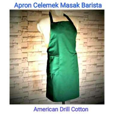 Apron Celemek Masak Barista American Drill Hijau