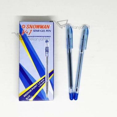 Pen Snowman V1 1mm Hitam/Biru/Merah [1 LUSIN] Biru