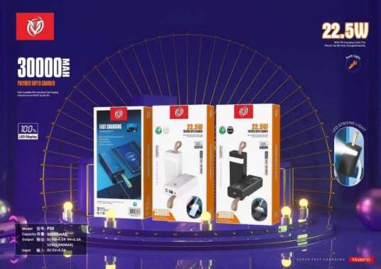 POWERBANK JUMBO SIZE EVO P30 30000MAH & P80 80000MAH 22.5W + SENTER - P30 30000MAH P30 30000MAH