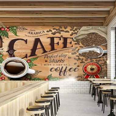 Wallpaper Dinding 3D Custom Cafe Coffee Shop/ Kafe Kopi (21BS-012) Multicolor