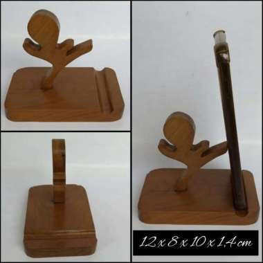 DUDUKAN HP / STAND HP BERKARAKTER DARI KAYU JATI