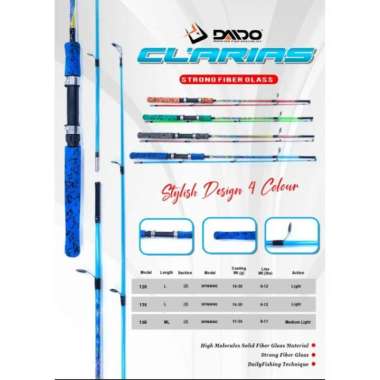 joran pancing fiber solid daido clarias 120 135 150 cm clairas 120cm
