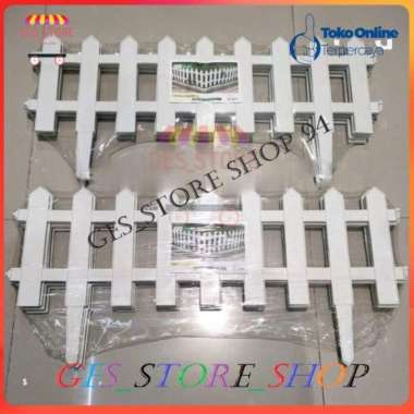 Pagar Tanaman Plastik set 5 PCs putih/pagar taman Hias