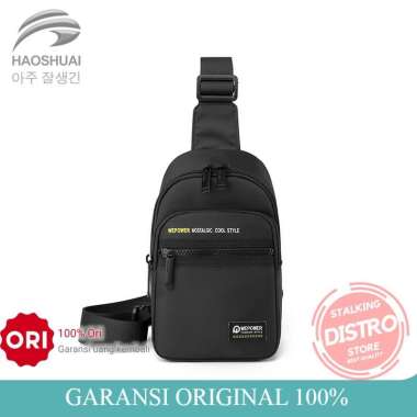 HAOSHUAI 5832 Tas Selempang Pria Sling Bag Pria Waist Bag Pria Waterproof Black
