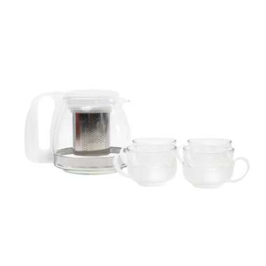 MINISO Teko Teapot Set Teh Sederhana 5pcs/set Teh Ketel Kaca Teapot dengan 4pcs Gelas Praktis Kantor