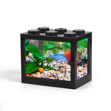 Aquarium Ikan Cupang Akrilik Model Brick Lego Block Akuarium Mini Hitam