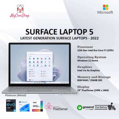 MICROSOFT SURFACE LAPTOP 5 INTEL EVO i7-1255U 8GB RAM 256GB SSD 15"