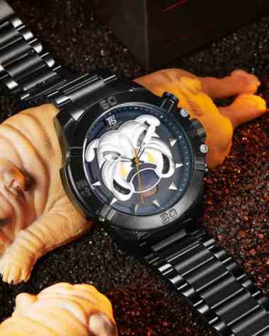 Jam Tangan Pria T5 Bulldog Lover Original Tali Stainless Steel Chronograp Stopwatch Free Box dan Gar
