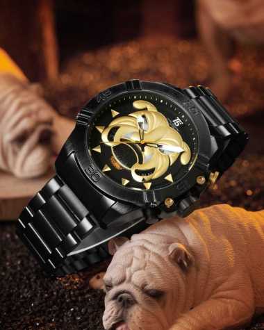 Jam Tangan Pria T5 Bulldog Lover Original Tali Stainless Steel Chronograp Stopwatch Free Box dan Gar