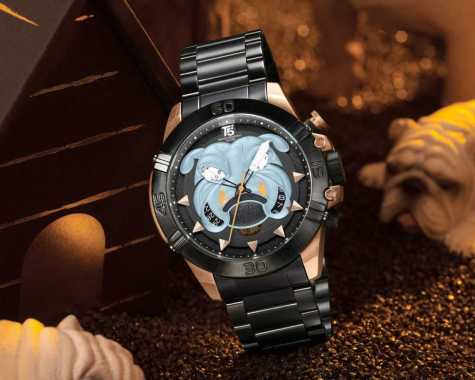 Jam Tangan Pria T5 Bulldog Lover Original Tali Stainless Steel Chronograp Stopwatch Free Box dan Gar