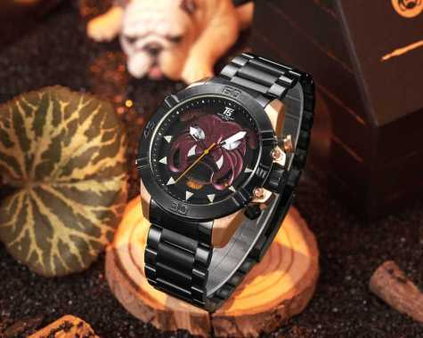 Jam Tangan Pria T5 Bulldog Lover Original Tali Stainless Steel Chronograp Stopwatch Free Box dan Gar