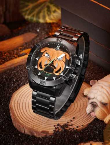 Jam Tangan Pria T5 Bulldog Lover Original Tali Stainless Steel Chronograp Stopwatch Free Box dan Gar