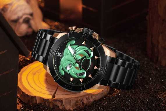 Jam Tangan Pria T5 Bulldog Lover Original Tali Stainless Steel Chronograp Stopwatch Free Box dan Gar