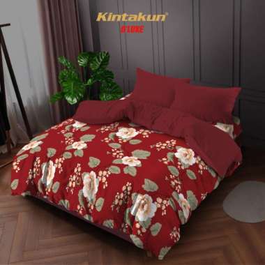 Kintakun Bedcover Set Rumbai 160x200 / 180x200 Aini Bunga Dluxe Microtex Merah 160 x 200