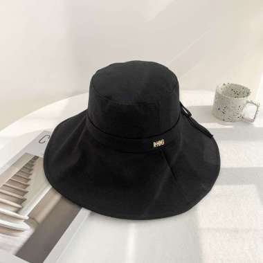 Topi Lebar Topi Bucket Besar Wanita / Topi Cewek / Colorful Bucket Hat Hitam