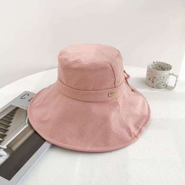 Topi Lebar Topi Bucket Besar Wanita / Topi Cewek / Colorful Bucket Hat Pink