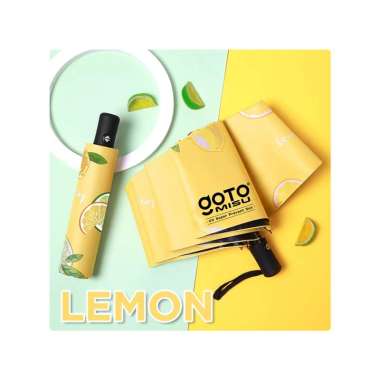 Goto Misu Umbrella Payung Lipat Otomatis Motif Hujan Anti UV LEMON