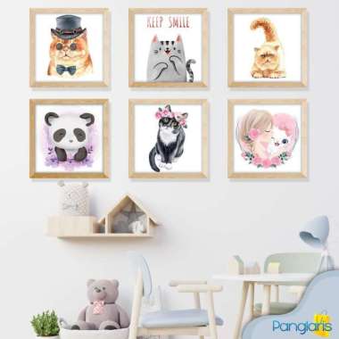 Hiasan Lukisan Dinding Gambar Kucing Lucu Pecinta Kucing Cat Lover G13 Motif-Random
