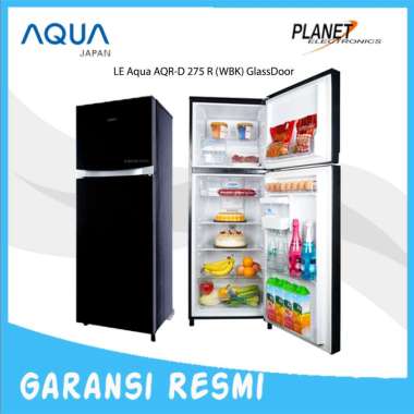 Kulkas 2 Pintu Aqua AQR-D 275 R (WBK) GlassDoor