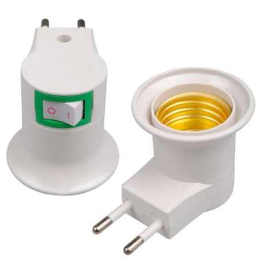 Fitting E27 Lampu Bohlam Portable EU Plug Lamp Stop Kontak colokan