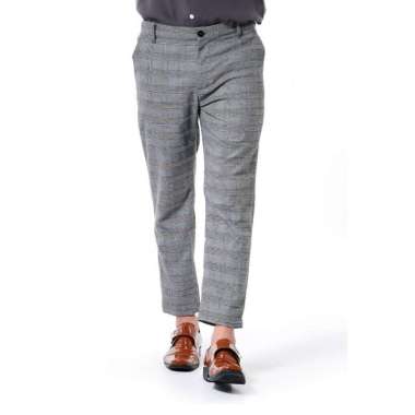 Hamlin Nemanja Celana Panjang Tartan Pria Long Pants Slim Fit Material Cotton ORIGINAL - Grey White 