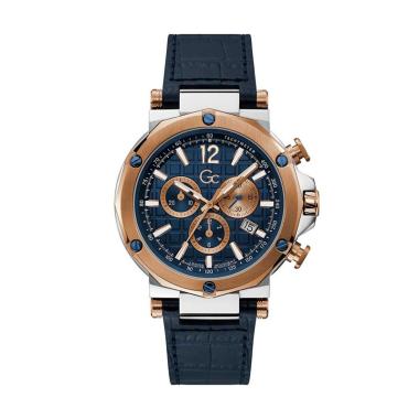 Guess Collection GCY-530017 Chronograph Swiss Made Jam Tangan Pria Rose Gold Blue