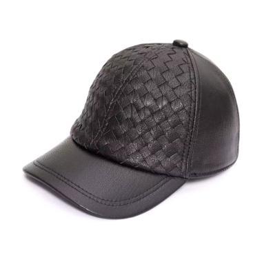 Kanzia Kulit Topi Pria One Size HITAM POLOS